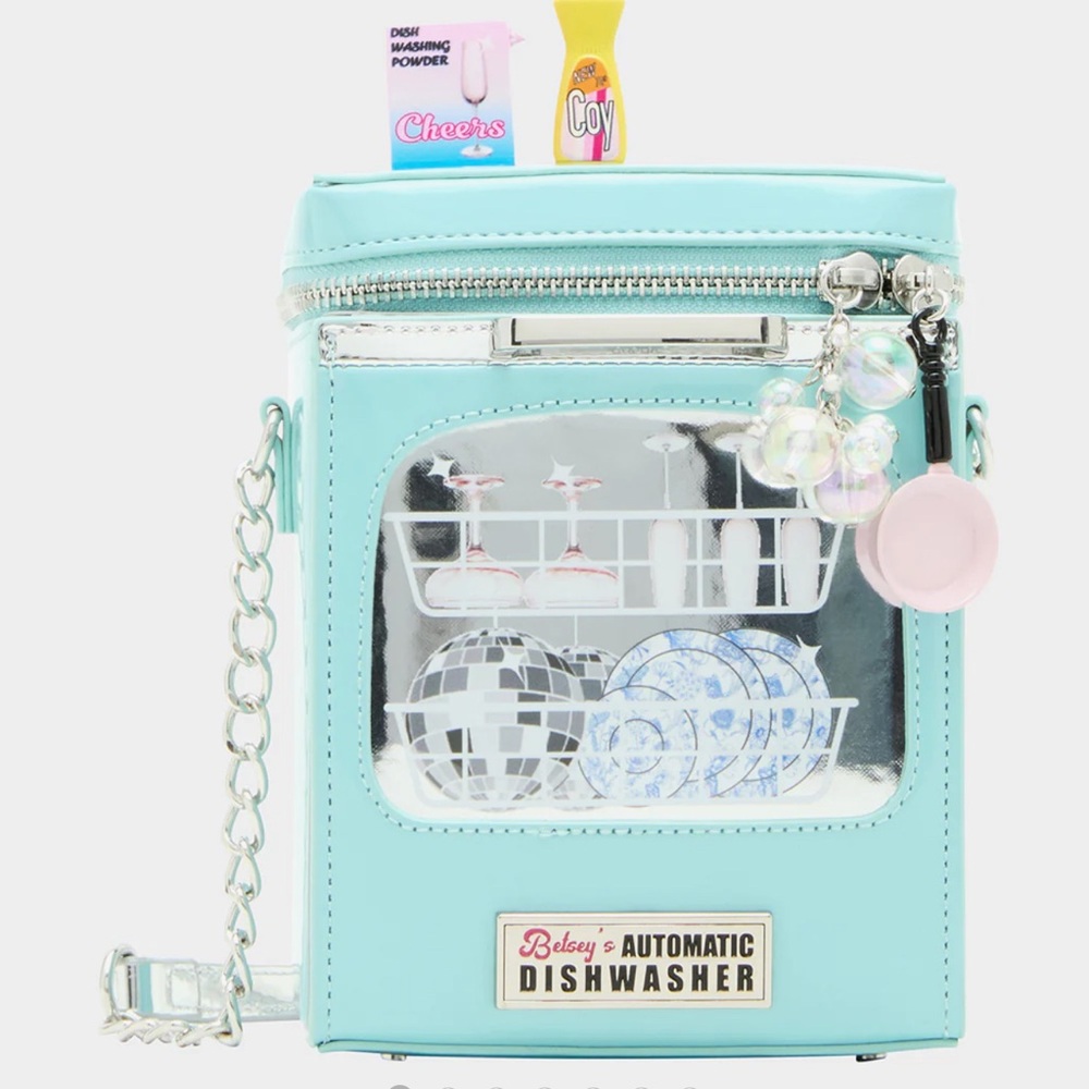 NWT Betsey Johnson KITSCH CLEAN OR DIRTY BLUE Purse